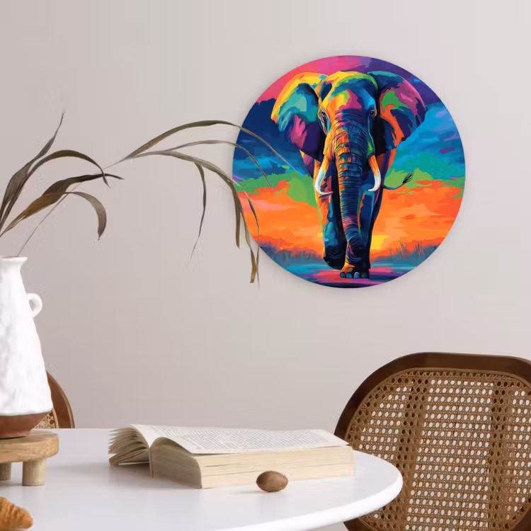 Muurcirkel - Olifant - Kleurrijk - Lucht - Abstract — 4