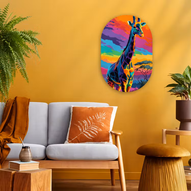 Muurovaal - Giraffe - Savanna - Lucht - Gekleurd — 1