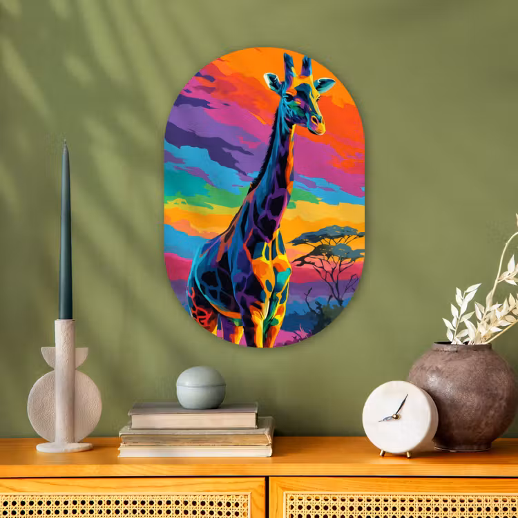 Muurovaal - Giraffe - Savanna - Lucht - Gekleurd — 3