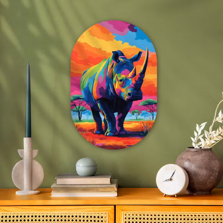 Muurovaal - Neushoorn - Zonsondergang - Savanna - Kleurrijk — 2
