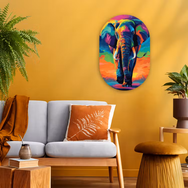 Muurovaal - Olifant - Kleurrijk - Lucht - Abstract — 1