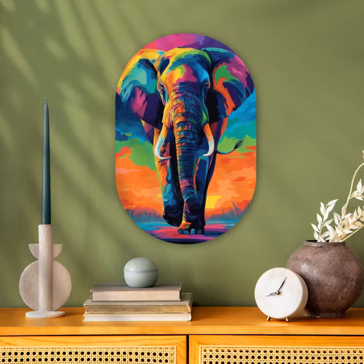 Muurovaal - Olifant - Kleurrijk - Lucht - Abstract — 2
