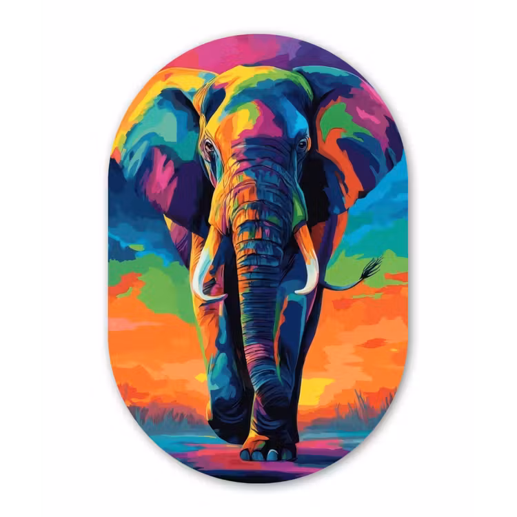 Muurovaal - Olifant - Kleurrijk - Lucht - Abstract — 3