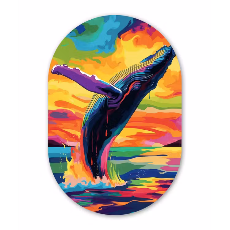 Muurovaal - Zonsondergang - Walvis - Geschilderd - Kleurrijk — 3