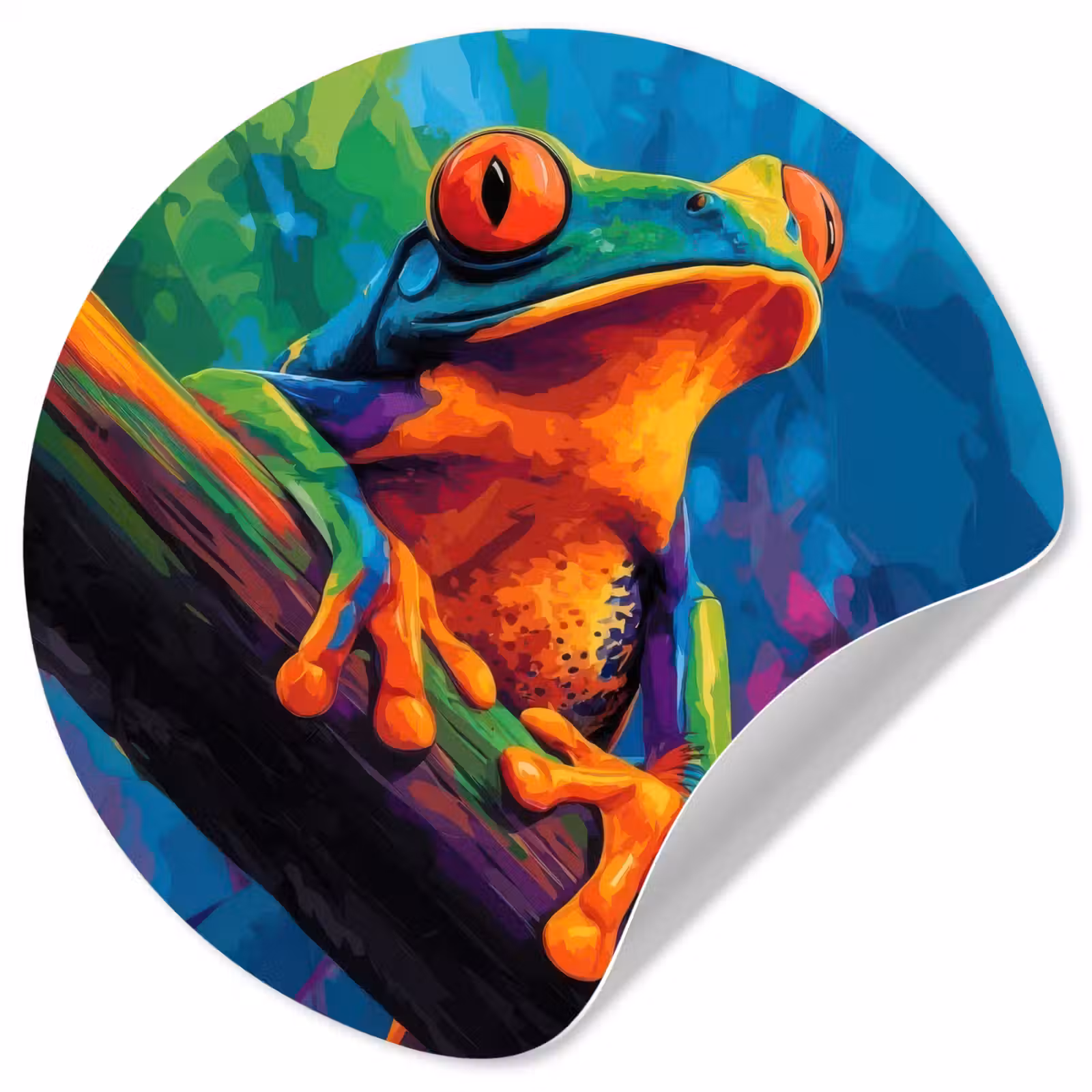 Behangcirkel - Kikker - Felgekleurd - Tak - Regenboog — 1