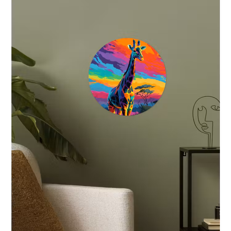 Behangcirkel - Giraffe - Savanna - Lucht - Gekleurd — 3