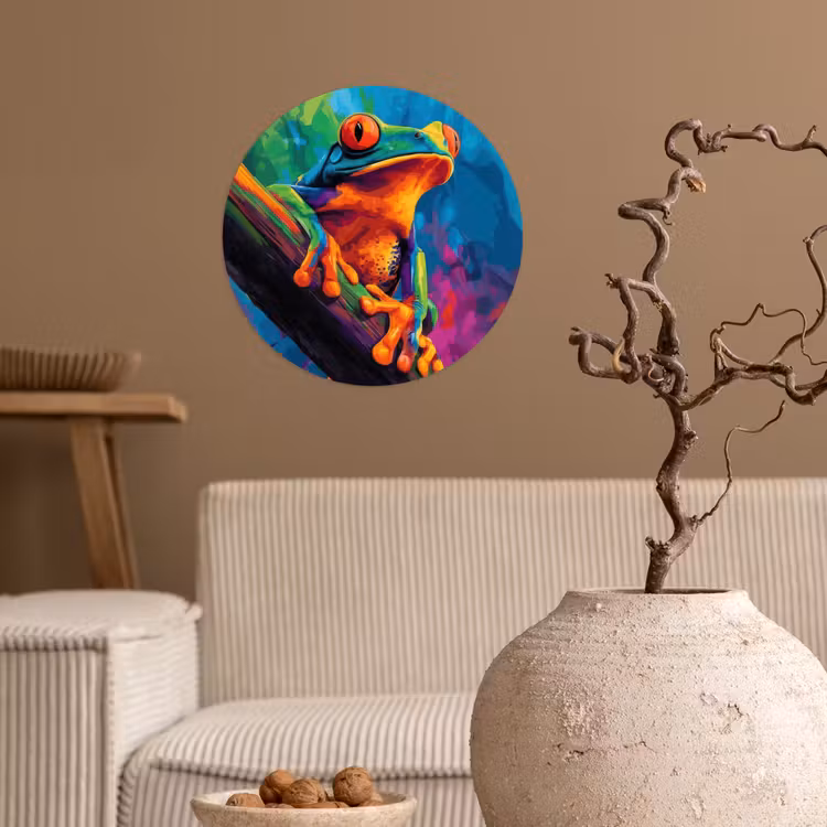 Behangcirkel - Kikker - Felgekleurd - Tak - Regenboog — 2