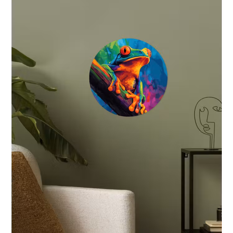 Behangcirkel - Kikker - Felgekleurd - Tak - Regenboog — 3