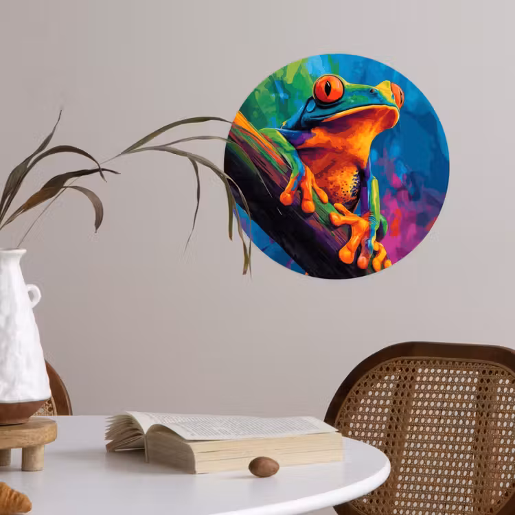 Behangcirkel - Kikker - Felgekleurd - Tak - Regenboog — 4