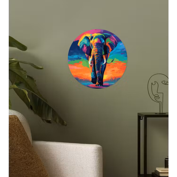 Behangcirkel - Olifant - Kleurrijk - Lucht - Abstract — 3