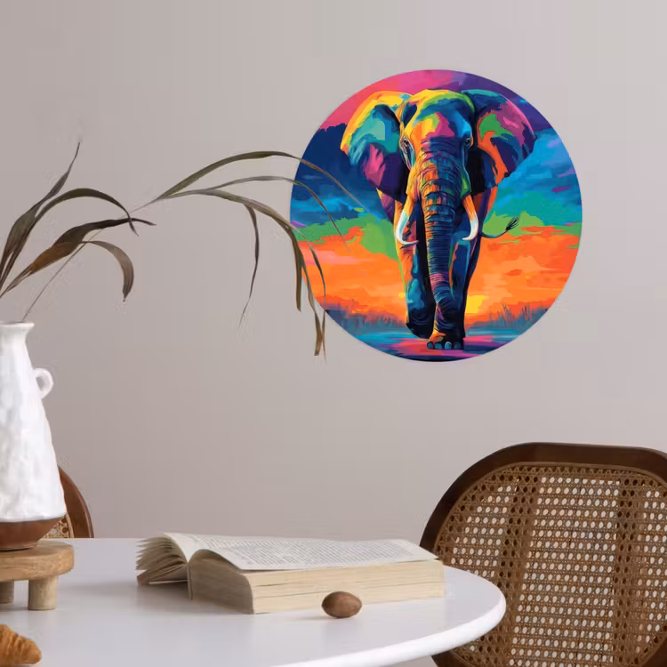 Behangcirkel - Olifant - Kleurrijk - Lucht - Abstract — 4