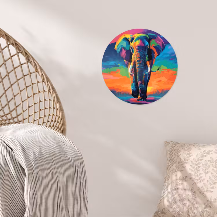 Behangcirkel - Olifant - Kleurrijk - Lucht - Abstract — 5