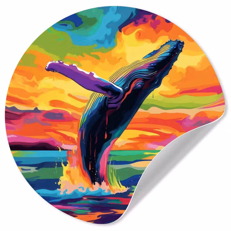 Behangcirkel - Zonsondergang - Walvis - Geschilderd - Kleurrijk — 1