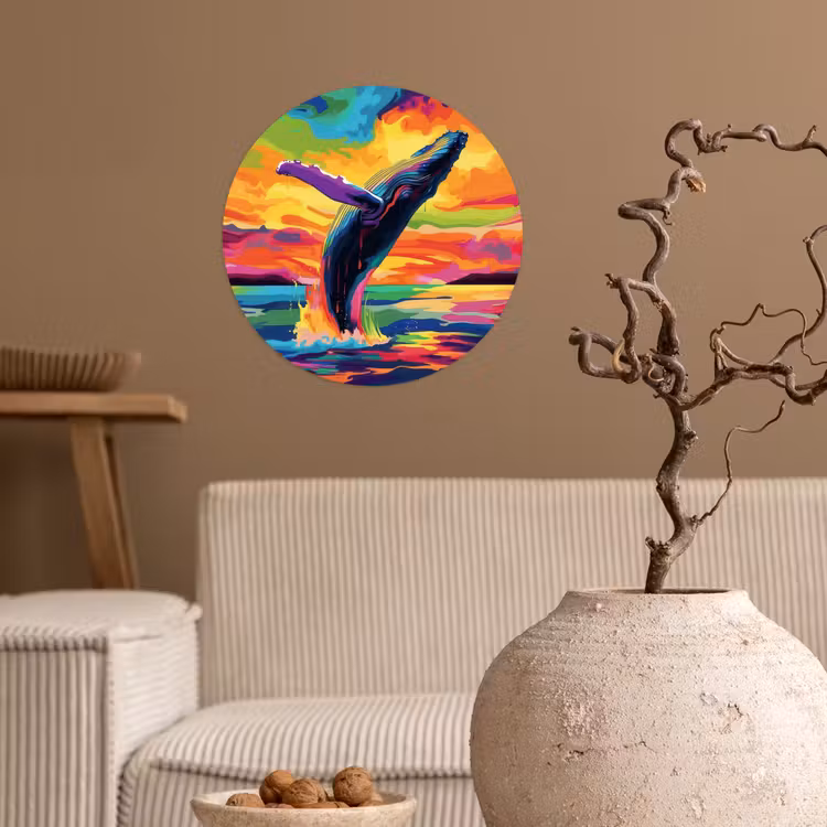 Behangcirkel - Zonsondergang - Walvis - Geschilderd - Kleurrijk — 2