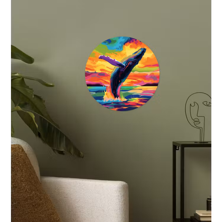 Behangcirkel - Zonsondergang - Walvis - Geschilderd - Kleurrijk — 3