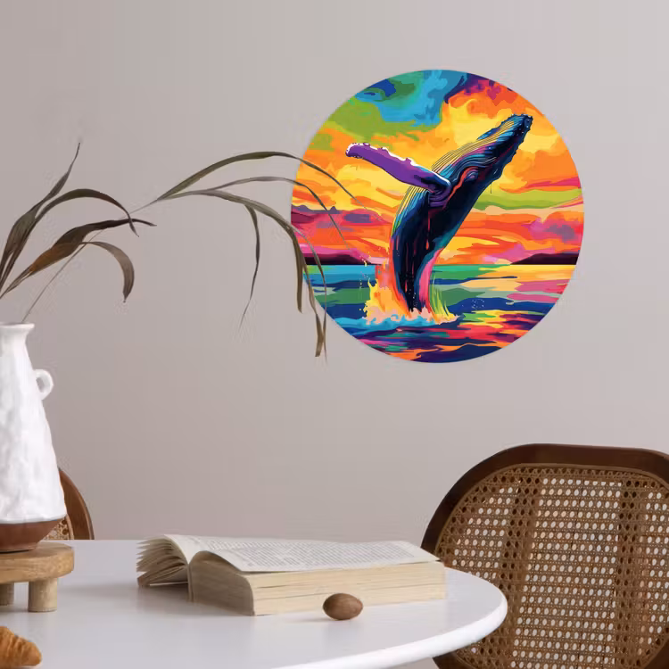 Behangcirkel - Zonsondergang - Walvis - Geschilderd - Kleurrijk — 4