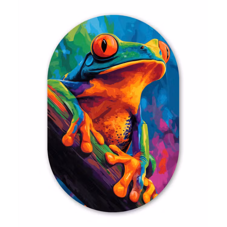 Muurovaal - Kikker - Felgekleurd - Tak - Regenboog — 3
