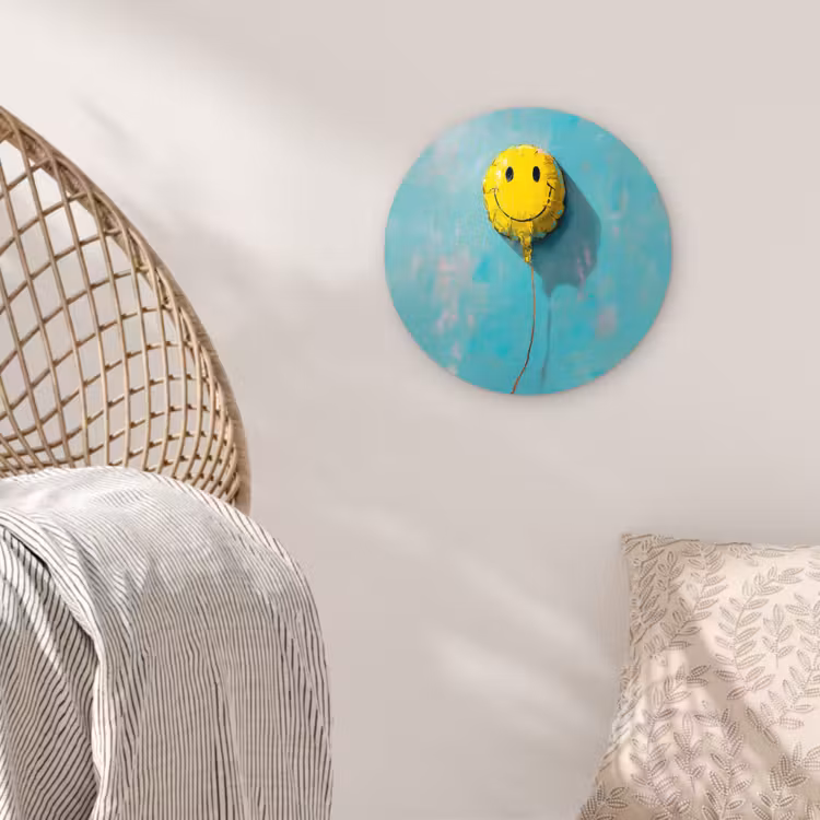 Muurcirkel - Ballon - Geel - Smiley — 5
