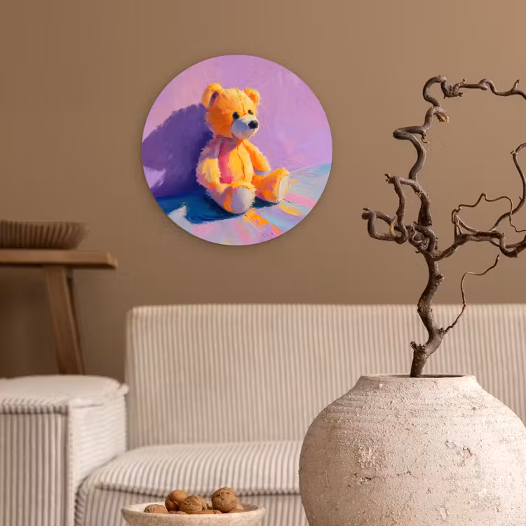 Muurcirkel - Teddybeer - Schaduw - Penseelstreken - Paars — 2