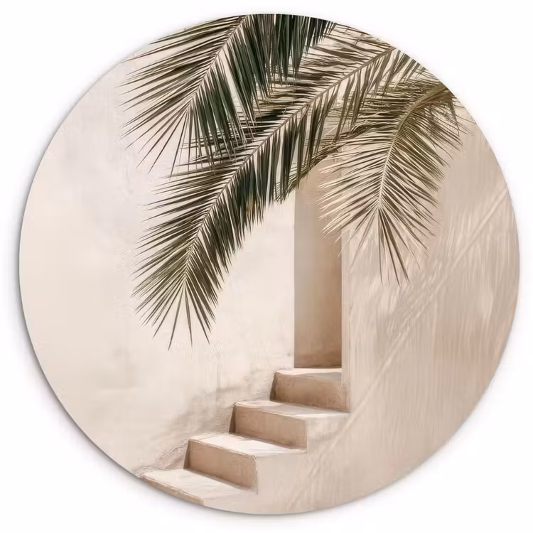 Muurcirkel - Palmboom - Schaduw - Trap - Beige — 1