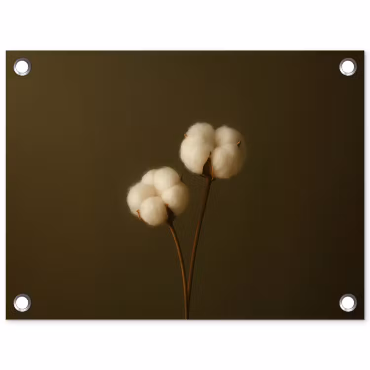 Tuinposter - Katoentakjes Olijfgroen