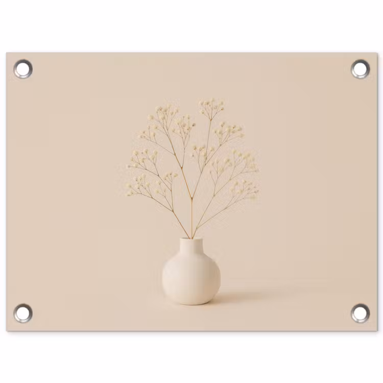 Tuinposter - Gipskruid in Vaas Beige