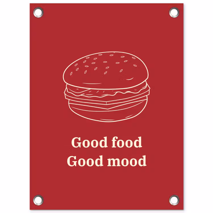 Tuinposter - Dieprood - Lijntekening - Tekst - Hamburger