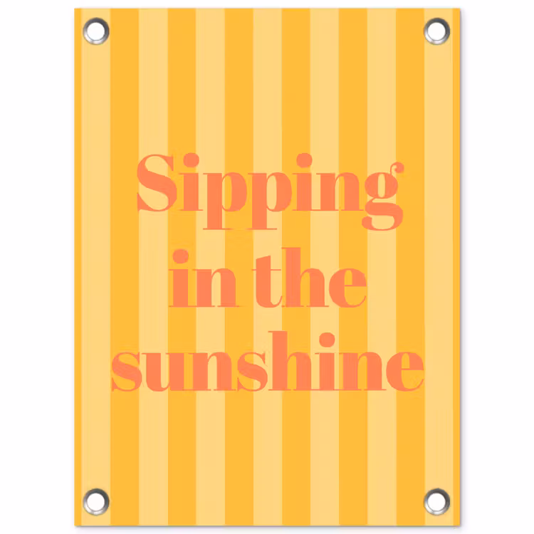 Tuinposter - Gestreept - Geel - Sunshine - Letters