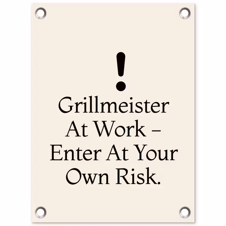 Tuinposter - Grill - Uitroepteken - Zwart - Tekst