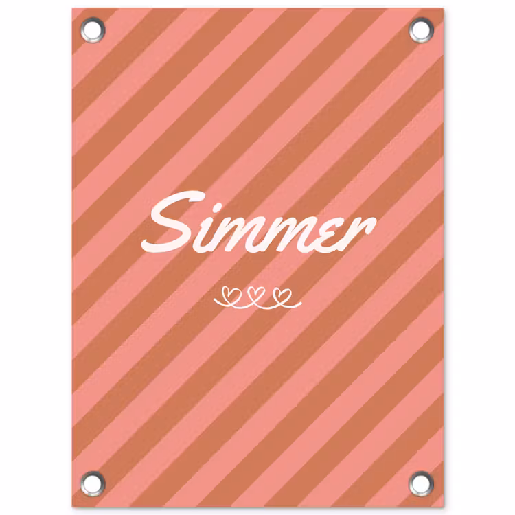 Tuinposter - Simmer - Hartjes - Strepen - Roze