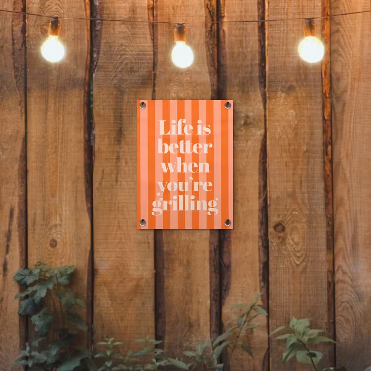 Tuinposter - Tekst - Gestreept - Oranje - Zomer — 2