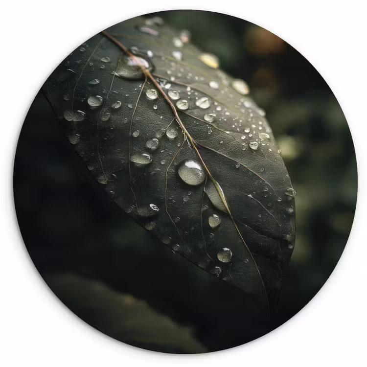 Muurcirkel - Blad - Groen - Nerven - Regendruppels — 1