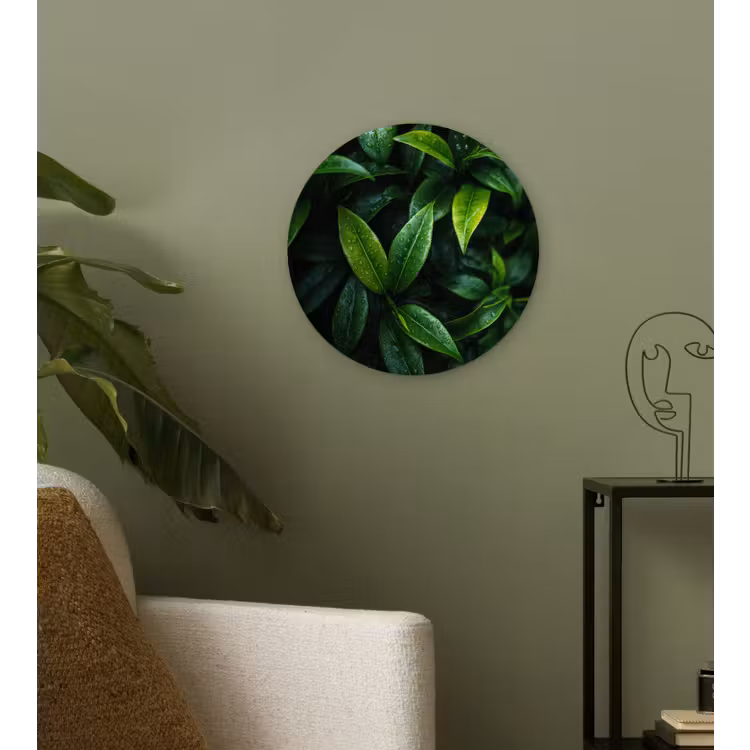 Muurcirkel - Bladeren - Regendruppels - Licht - Groen — 3