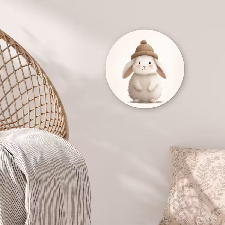 Muurcirkel - Konijn - Muts - Oren - Beige — 5