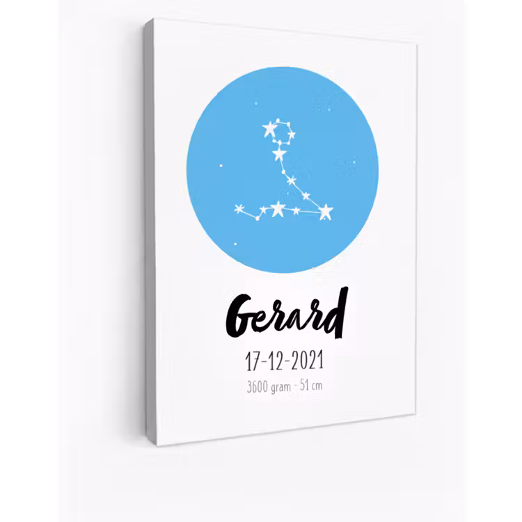 Geboorteposter sterrenbeeld vissen op canvas — 1