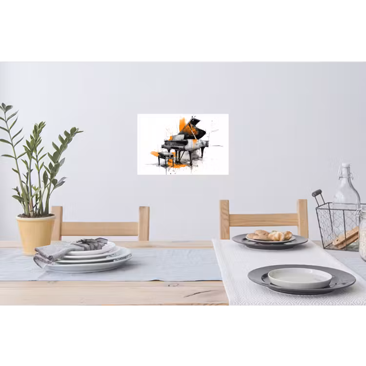 Muursticker - Piano - Oranje - Zwart - schets lijnen — 3