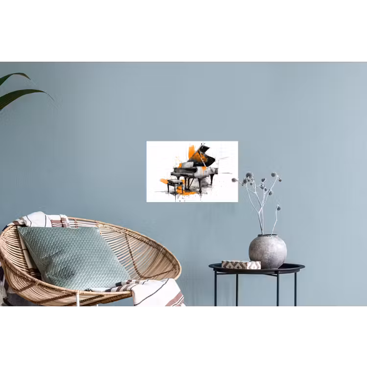 Muursticker - Piano - Oranje - Zwart - schets lijnen — 4