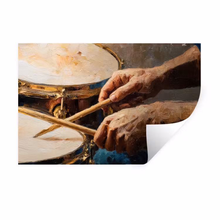 Muursticker - Drumstokken - Olieverf - Man — 1