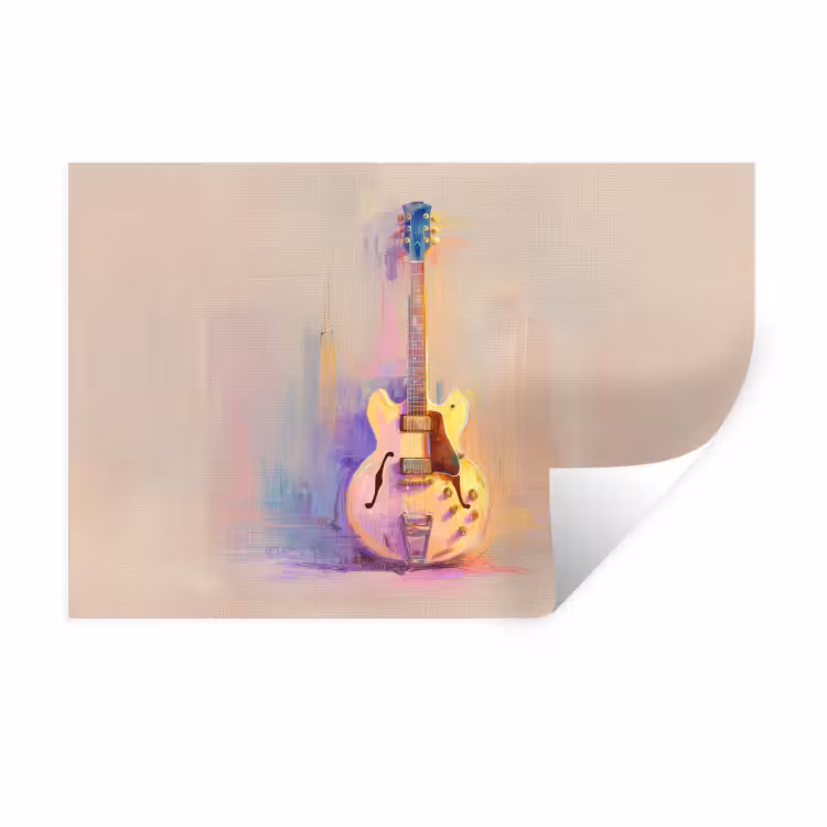 Muursticker - Gitaar - Pastel - Schilderachtig — 1