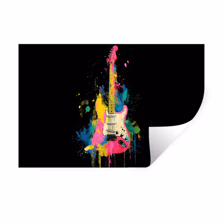Muursticker - Gitaar - Kleurrijk - Verf — 1