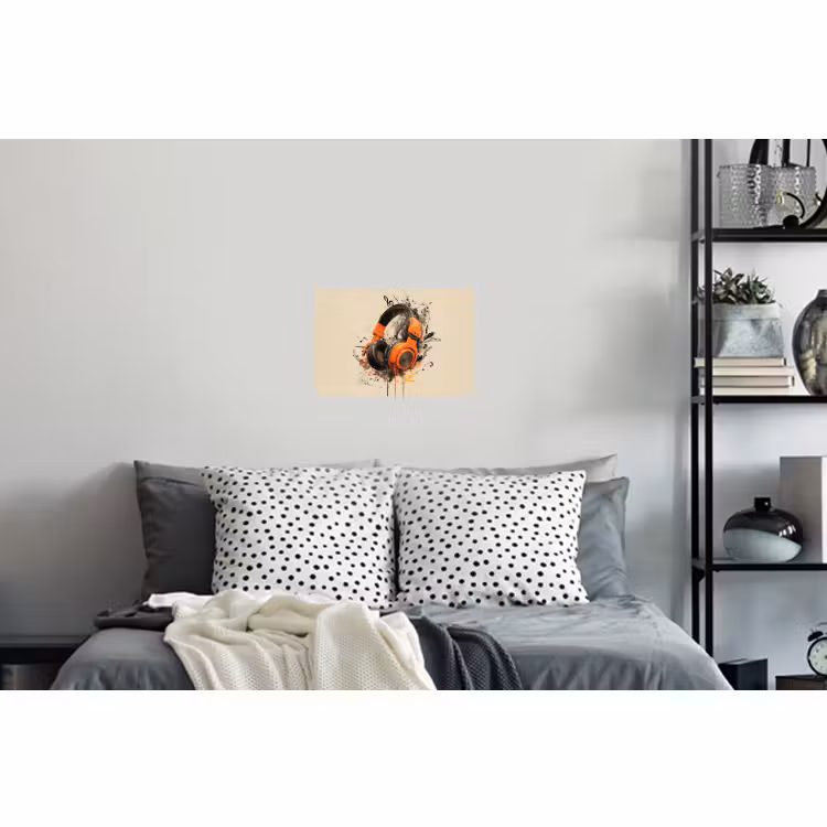 Muursticker - Koptelefoon - Oranje - Explosief — 5