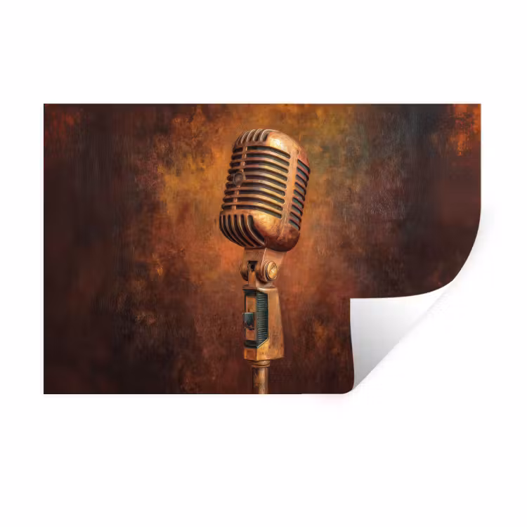 Muursticker - Microfoon - Bruin - Klassiek — 1