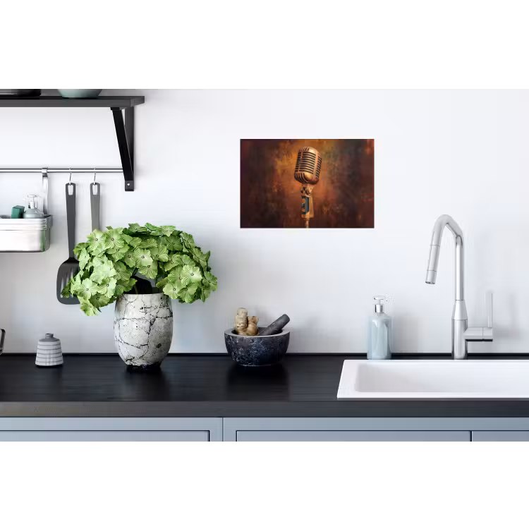 Muursticker - Microfoon - Bruin - Klassiek — 2