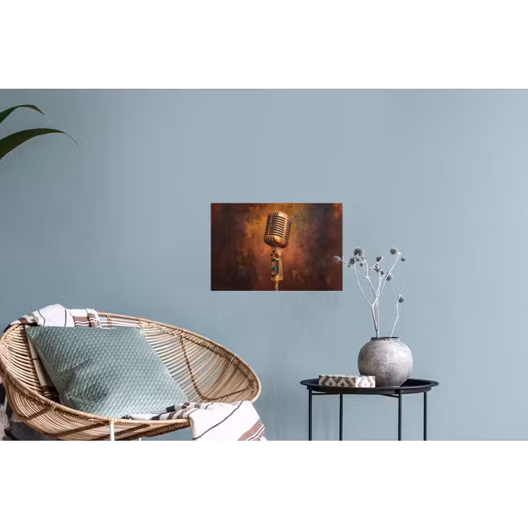 Muursticker - Microfoon - Bruin - Klassiek — 4