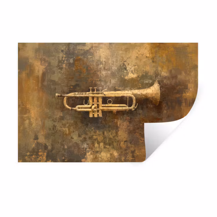 Muursticker - Trompet - Geel - Muzikaal — 1