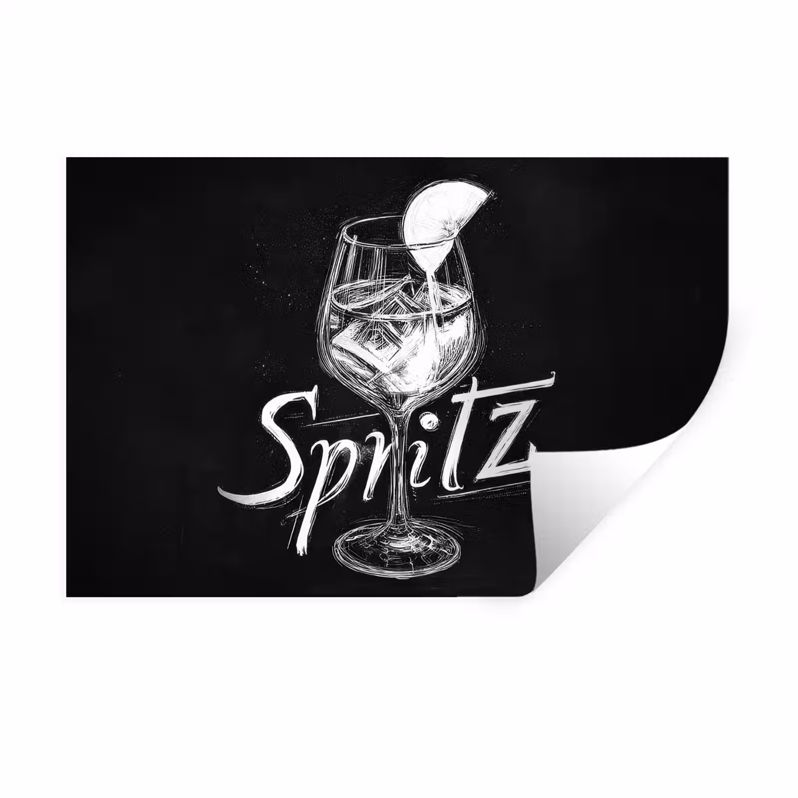 Muursticker - Glas spritz - Krijtletters - Ijsblokjes - Citroen — 1