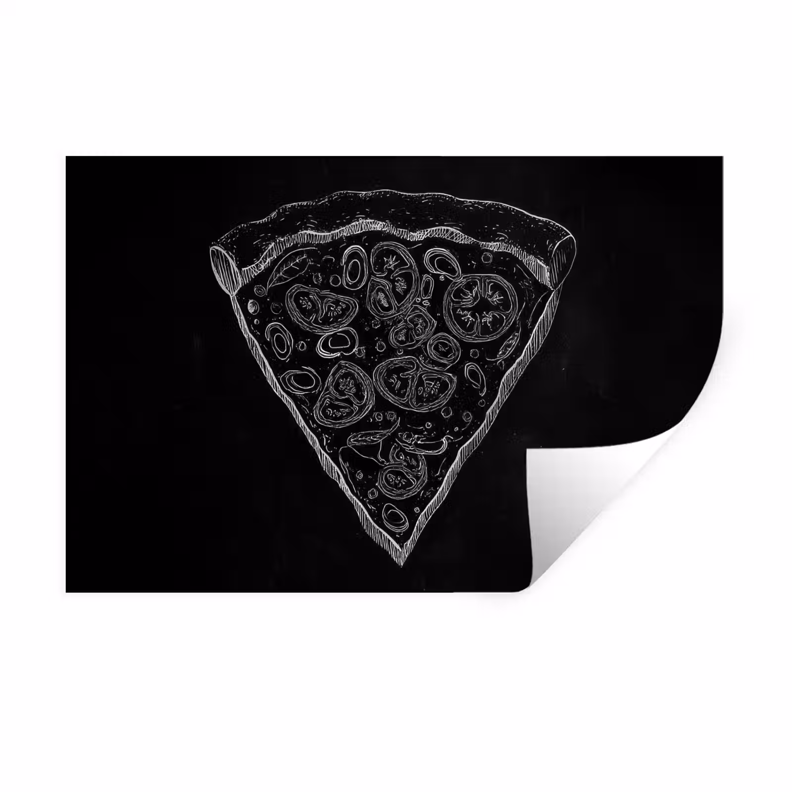 Muursticker - Pizzapunt - Toppings - Krijttekening — 1
