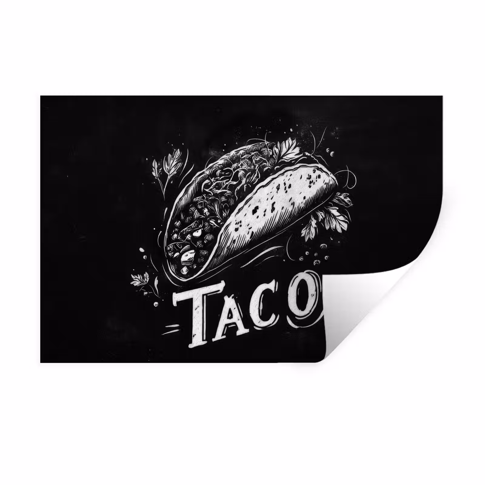 Muursticker - Taco - Kruiden - Witte krijtstijl - Tekst — 1