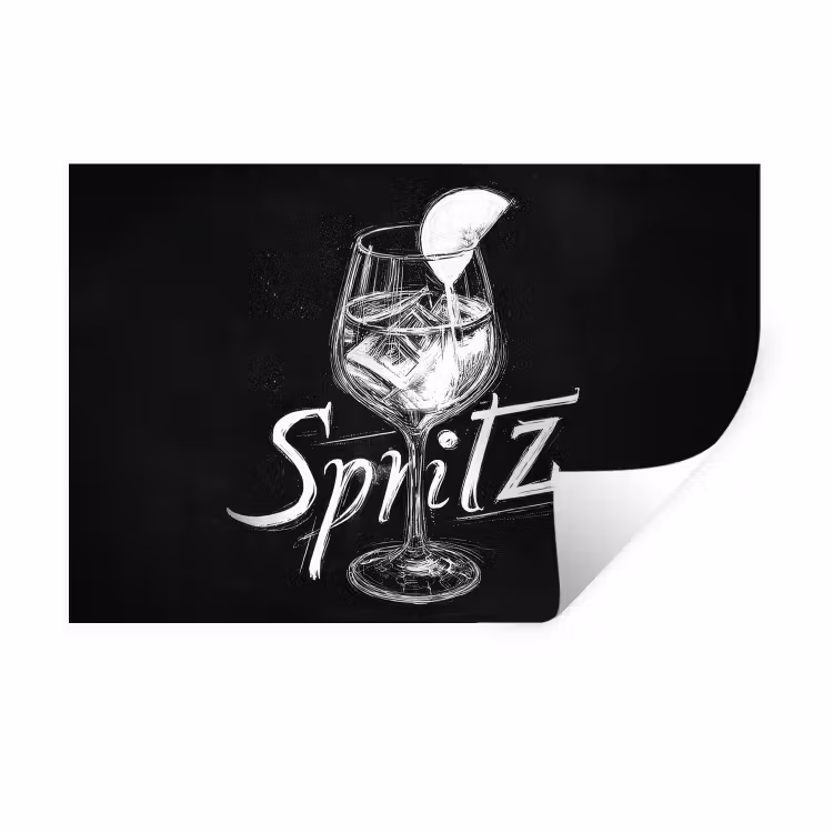 Muursticker - Glas spritz - Krijtletters - Ijsblokjes - Citroen — 1