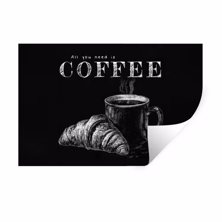 Muursticker - Koffie - Croissant - Tekst — 1